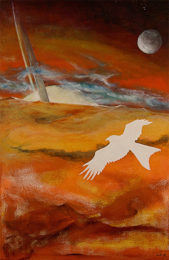 Der weiße Vogel | 2005 | 40x60cm | Unmögliche Gegensätze oder die Seele der Gabelweihe?