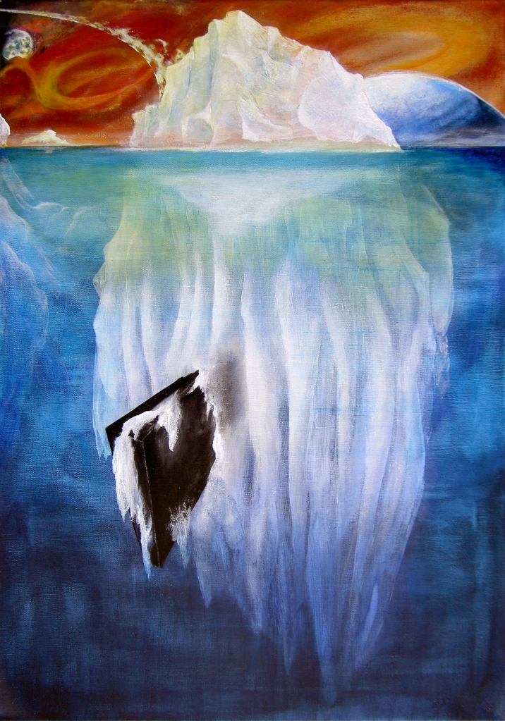 Monolith im Eis | 2006 | 50x70cm | Fiktive Wasserwelt in Begleitung zweier Eismonde